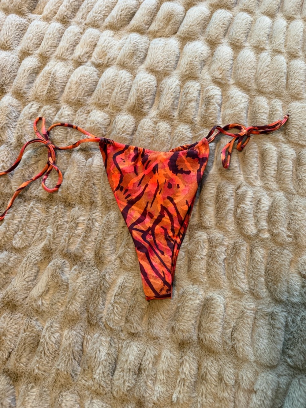 Skatie Orange and Pink Tie-Side Bikini Bottom